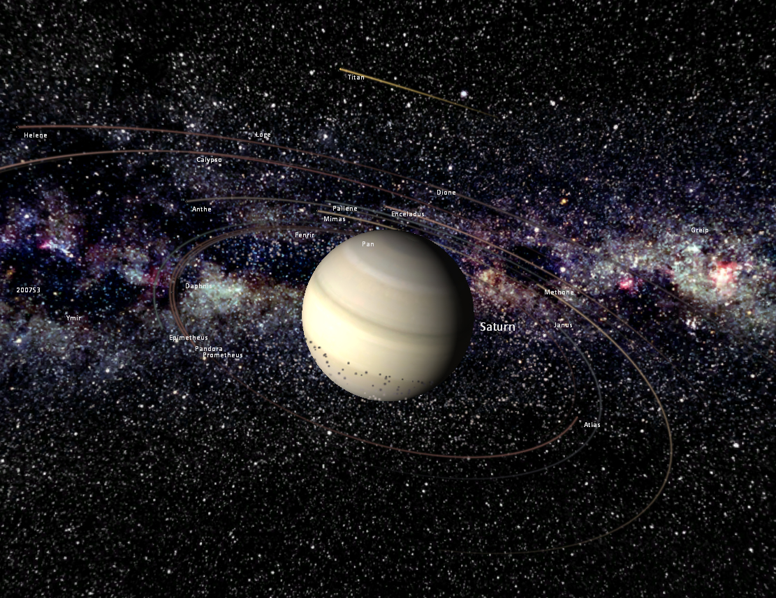 Układ księżyców Saturna w Universe-Sandbox